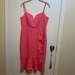 Pink Ruffle Midi Dress
